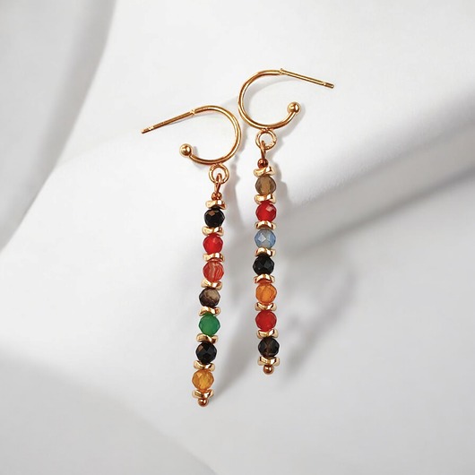 kolczyki z kamieniami Jesienne patyczaki : długie kolczyki : agat, ozdobne sztyfty