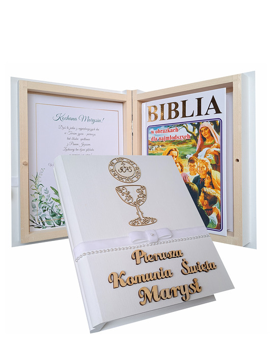 komunia - pozostałe Pamiątka Pierwszej Komunii  Świętej, Biblia,Perełki
