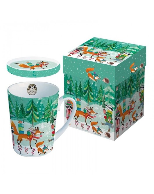 Kubek Porcelanowy z Pokrywką w Pudełku Lisek MIA home