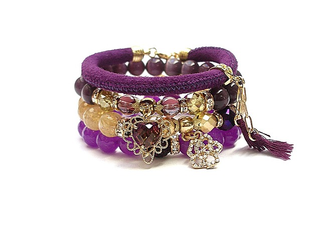 bransoletki z kamieni naturalnych Purple and citron /30-09-22/ set