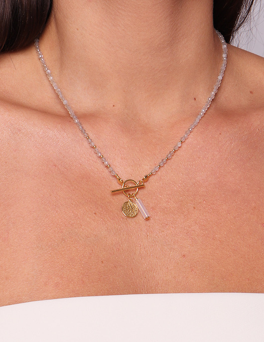 naszyjniki - inne Naszyjnik kamień księżycowy toggle z zawieszką