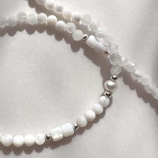 korale Naszyjnik MORZE wykonane z kamienie naturalne i srebrna