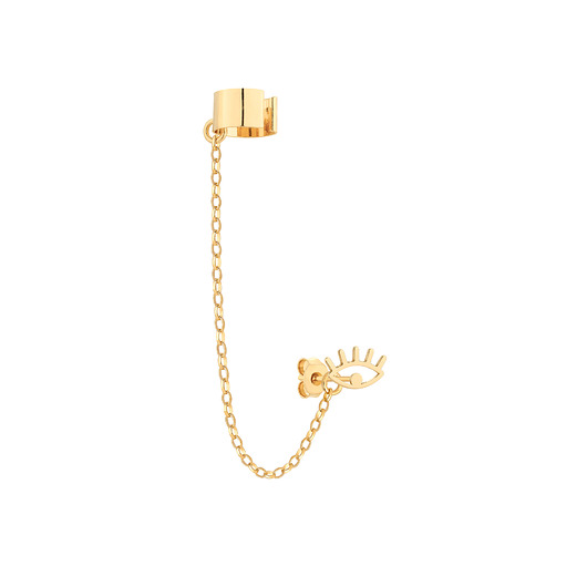 nausznice Złota nausznica z łańcuszkiem i okiem