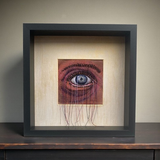 obrazy Obraz malowany i haftowany 3D oko