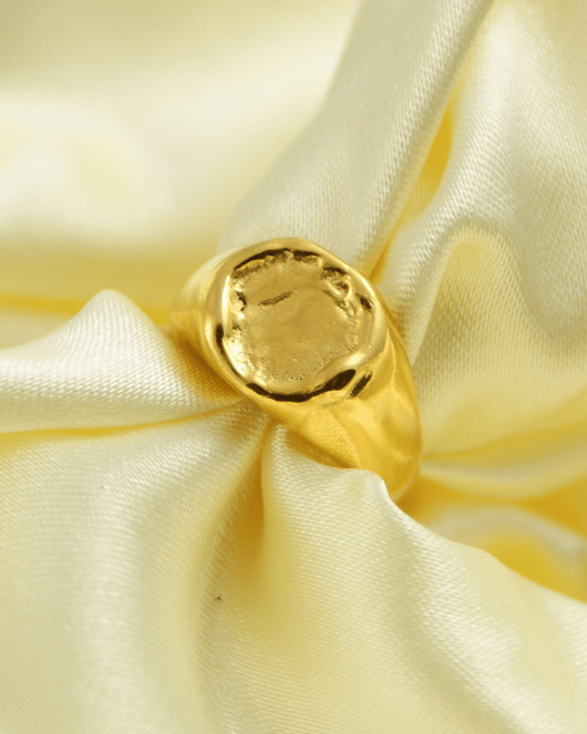 pierścionki złote Srebrny pozłacany sygnet  Aqua, wodny motyw, pełny, damski