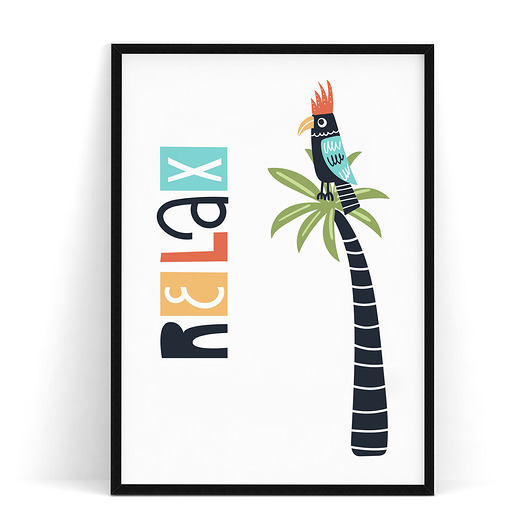 Plakat dziecięcy Papuga Relax trochę na ścianę