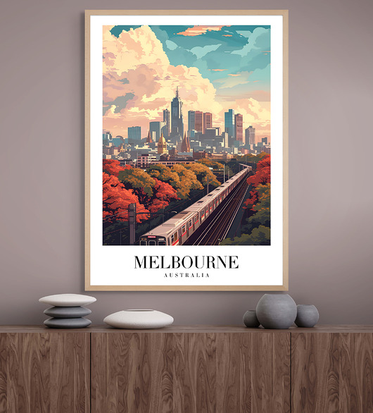 plakaty Retro plakat podróżniczy - Australia - Melbourne - pamiątka, prezent