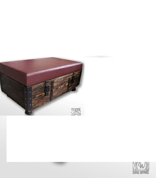 skrzynki, kufry i pudła Skrzynia drewniana/kufer z tapicerowanym siedziskiem, pufa