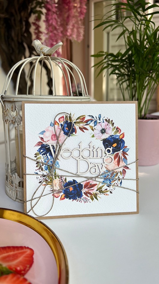 zaproszenia i kartki na ślub Stylowa kartka ślubna z kopertą Wedding Day