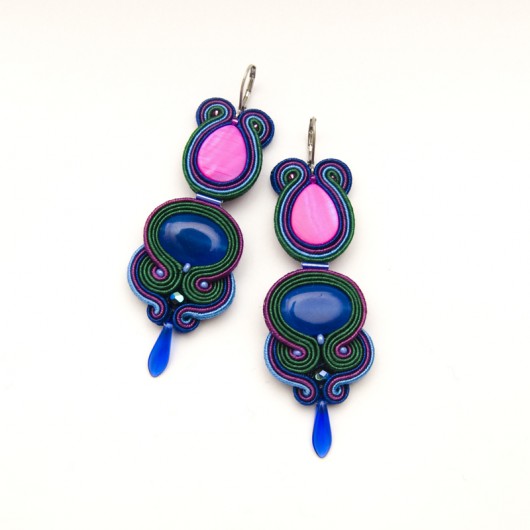 Długie kolczyki XL - soutache tropikalne maanuela