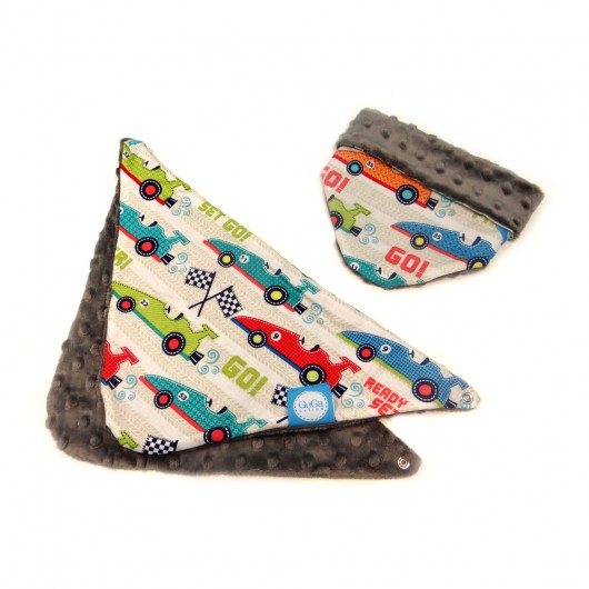  APASZKA DWUSTRONNA z minky SAMOCHODY/SZARY GuGa DESIGN
