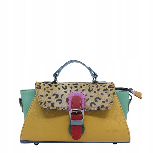 torby na ramię Torebka ze skóry naturalnej retro do ręki regulowany pasek elegancka OLIVKA