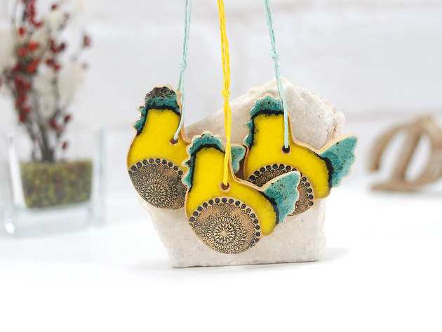 ozdoby wielkanocne Kurki wielkanocne - ceramiczne ozdoby wiszące