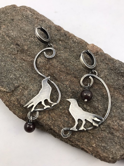 kolczyki wire wrapping Kruki z granatami