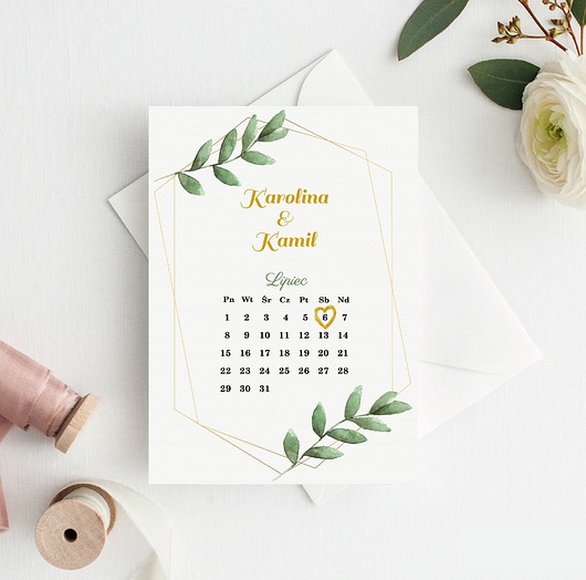 zaproszenia i kartki na ślub Zaproszenie na ślub kartka z kalendarza