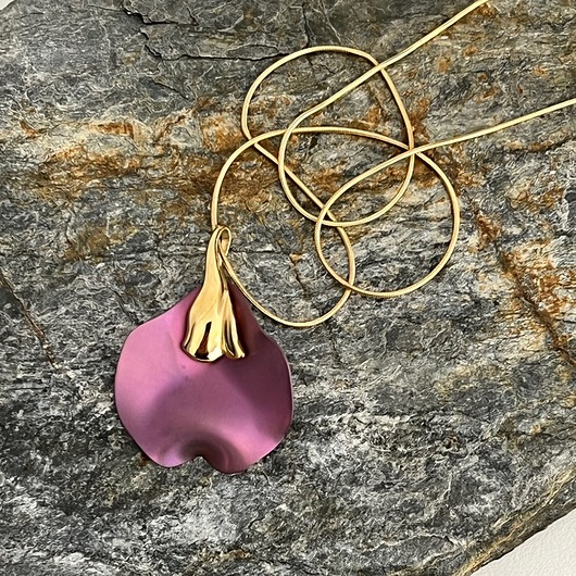 złote naszyjniki Naszyjnik z tytanem fioletowym i pozłacanym srebrem 925