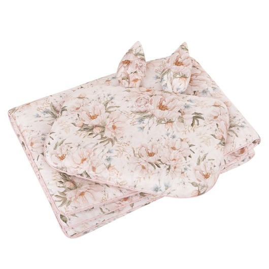 kocyki, kołderki, pościel dla dzieci Pościel wypełnienie USZY 75x100 Peonie Cream SM PZ