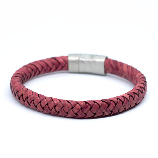 Bransoleta męska czerwona ze srebrnym satynowym KociokwikJewelry