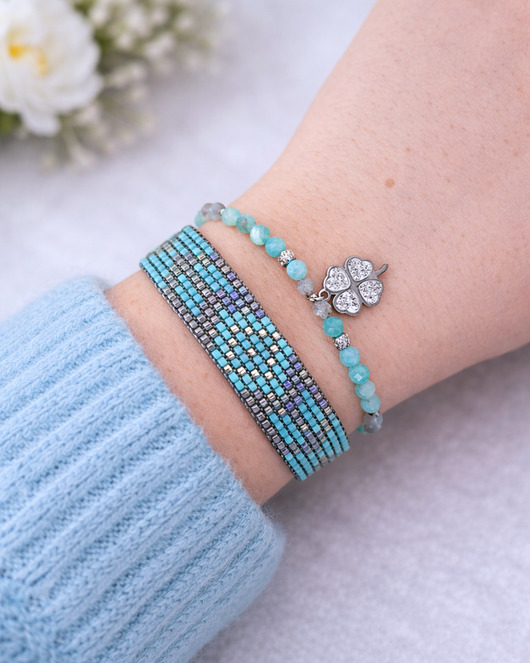 bransoletki z kamieni naturalnych Zestaw bransoletek Azure Mist - Amazonit i Labradoryt