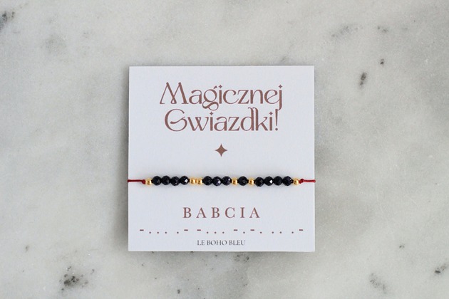 bransoletki na sznurku BABCIA w alfabecie Morse'a - Magicznej Gwiazdki!