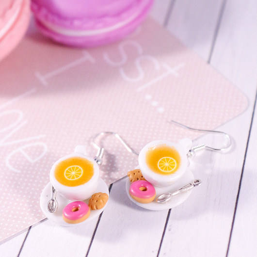 Gorąca herbata z cytryną filiżanki kolczyki Lemon Lovely