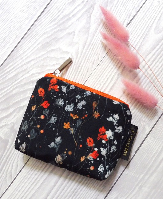 portfele damskie Portfel etui na karty z weluru Orange Crush