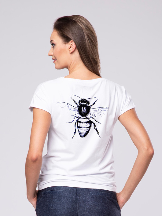 Tshirt z nadrukiem na plecach BeeLook 123 biały Look made with Love