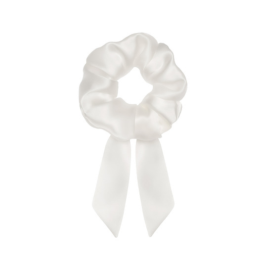 gumki do włosów Scrunchie jedwabna maxi z wstążką - creme