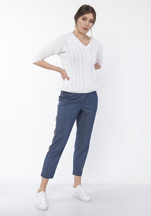 SPODNIE Z OZDOBNYMI LAMPASAMI,SD117 JEANS Lanti