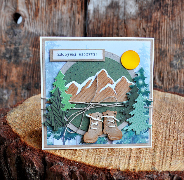 kartki scrapbooking Kartka z górami