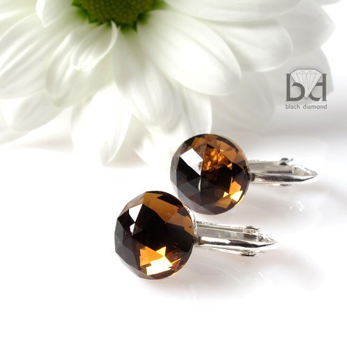 Klipsy z kryształem Swarovski 10mm Black Diamond