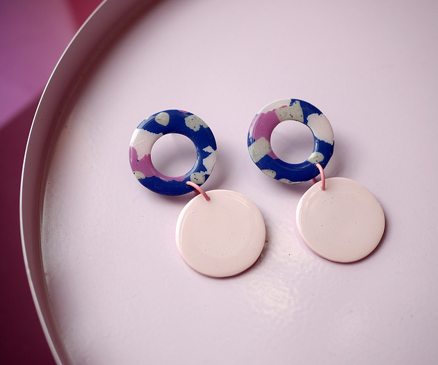kolczyki z masy plastycznej Lekkie kolczyki z glinek i żywicy