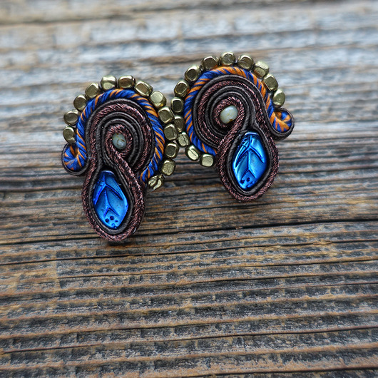 kolczyki soutache Kolczyki soutache Jesienny liść