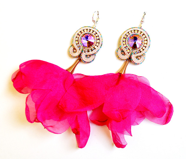 kolczyki soutache Sutaszowe kolczyki  AMARANT