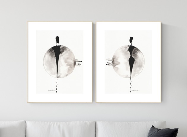 Zestaw 2 obrazów ręcznie malowanych 30x40 cm MiniMalArt
