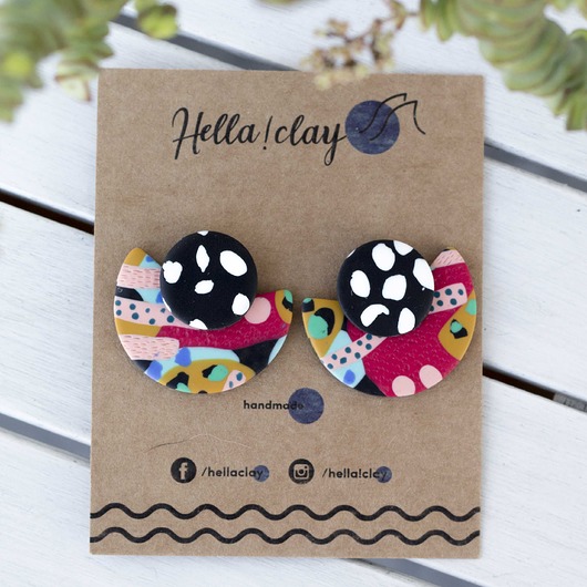 Kolorowe kolczyki handmade Hellaclay