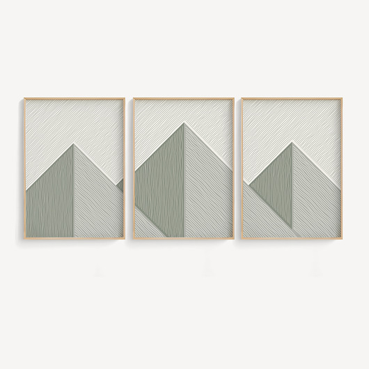 plakaty Zestaw plakatów w stylu skandynawskim, góry, stonowana zieleń.