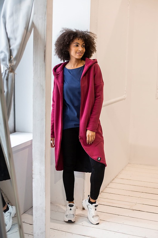 bluza z kapturem damska Płaszczobluza No.2 Burgund