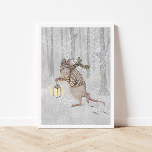 obrazy i plakaty do pokoju dziecięcego Zimowy spacer  plakat do pokoju dziecka  Hi Little