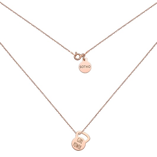 srebrne naszyjniki Naszyjnik z różowego złota kettlebell GIRL POWER