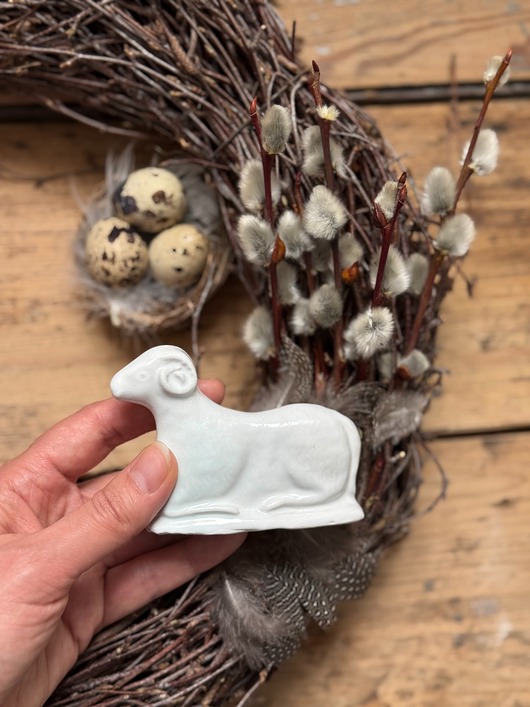 ozdoby wielkanocne Baranek wielkanocny ręczne tworzony biały
