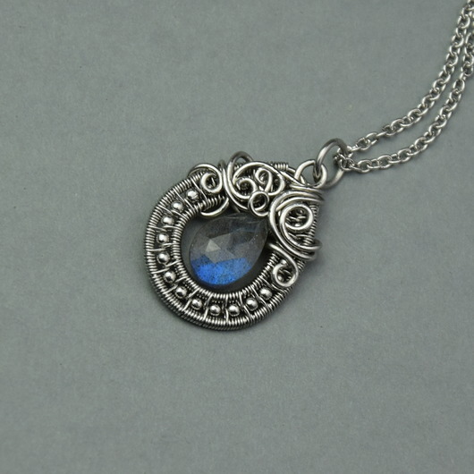 wisiory Wisiorek labradoryt wire wrapping