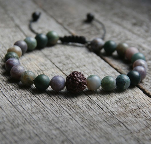 NEW! męska bransoletka :: indian agate & lava L kaktusia