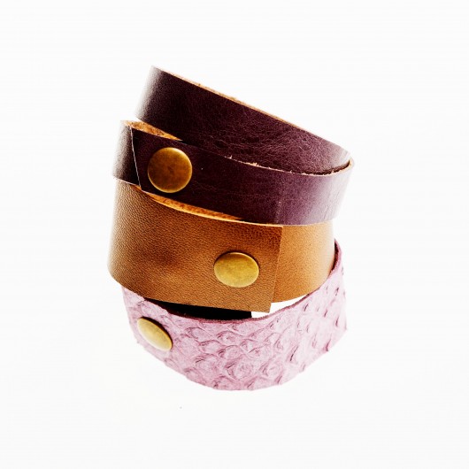 Zestaw Komplet Skórzanych Bransoletek Purple CADOaccessories