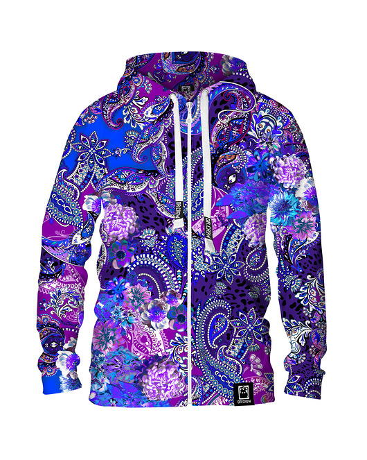 bluzy męskie Męska Bluza Expres Zamek DR.CROW Purple Paisley