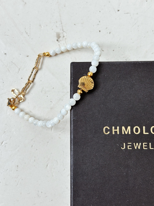 bransoletki z kamieni naturalnych Bransoletka Kamień Księżycowy muszelka