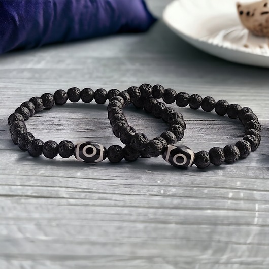 bransoletki z kamieni naturalnych KOMPLET dla PARY : TALIZMAN : agat tybetański