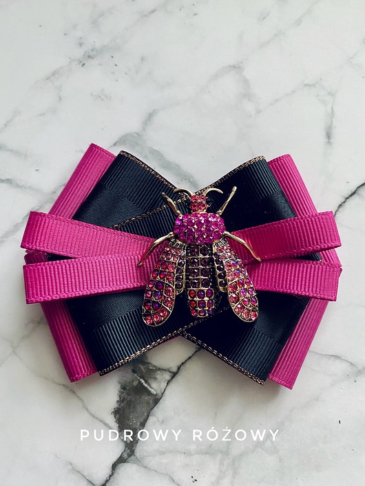 broszki Brosza z cudnym Owadem z kryształków pink New Jesień
