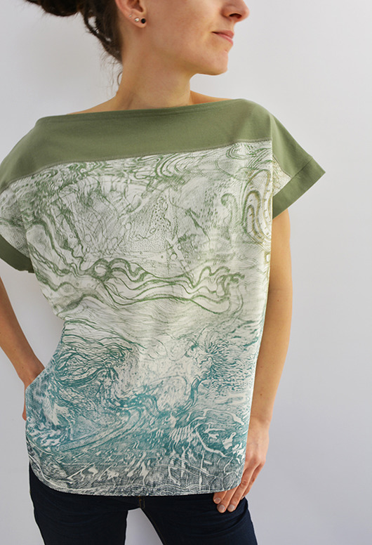 T shirt-morski, kremowo-zielony eviva larte
