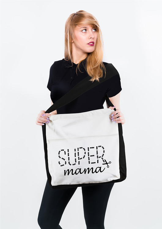 Torba bawełniana z kieszenią- Super mama AllbagAllprints